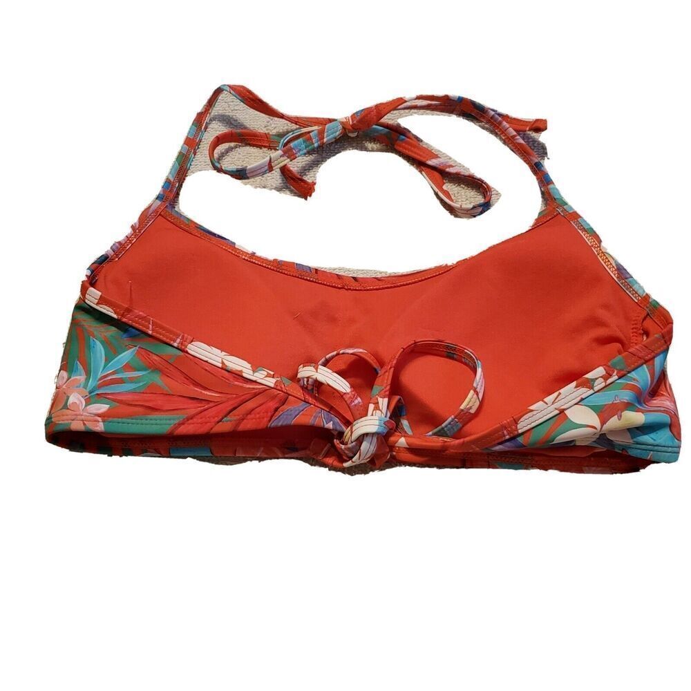 Xhilaration Bikini Top Halter Swim Wear Red Large Floral Womens Beach New - Picture 2 of 2